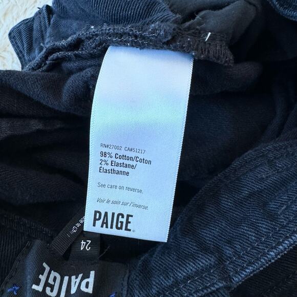 PAIGE Black Denim Overalls 24 Preppy 90s - Picture 8 of 16